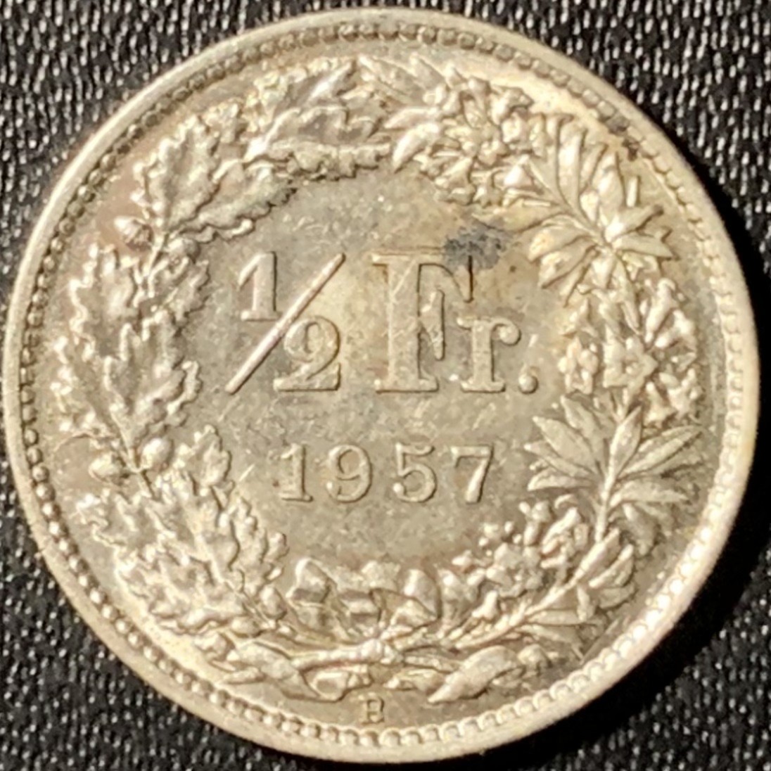 紫瑗钱币——第281期拍卖 瑞士 1957年 赫尔维蒂亚 1/2法郎 2.5克 0.835银 UNC