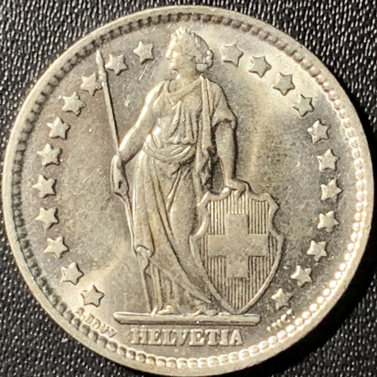 紫瑗钱币——第281期拍卖 瑞士 1964年 赫尔维蒂亚 1法郎 5克 0.835银 UNC