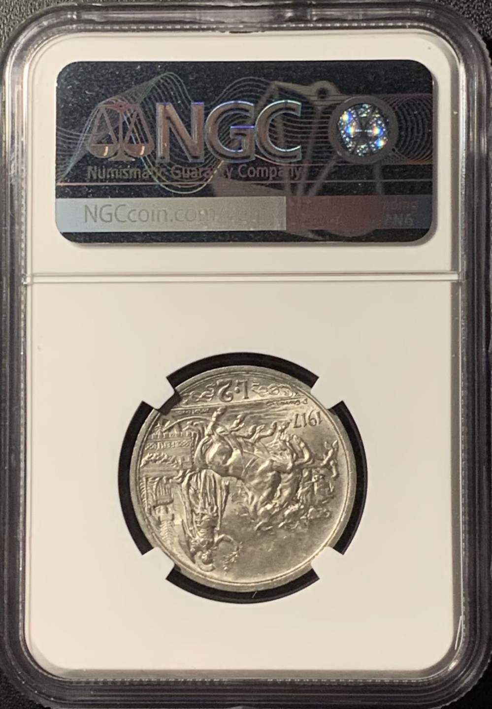 紫瑗钱币——第281期拍卖 意大利 1917年 马拉车 2里拉 银币 NGC MS63