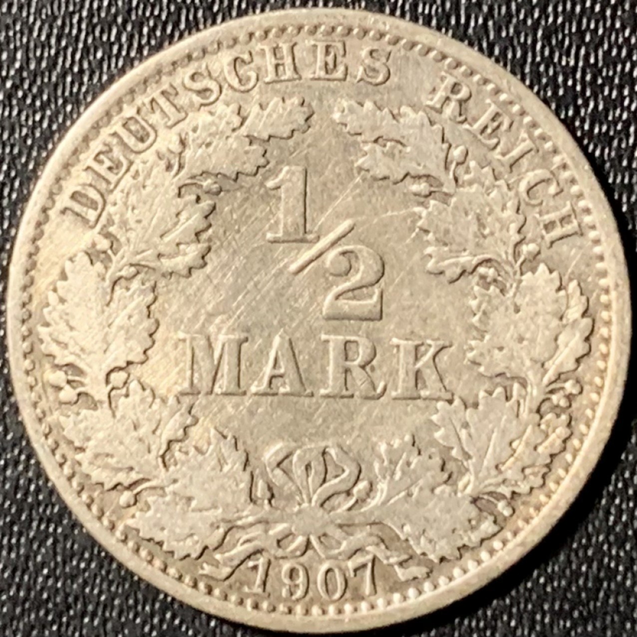 紫瑗钱币——第281期拍卖 德国 1907年 A版 第二帝国 1/2马克 银币 2.77克 0.9银