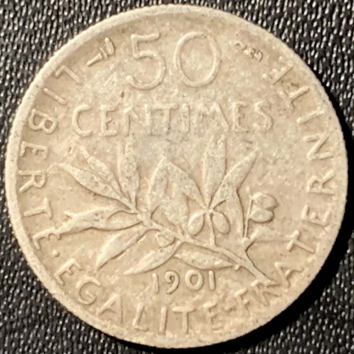 紫瑗钱币——第281期拍卖 法国 1901年 播种女神 50分 2.5克 0.835银