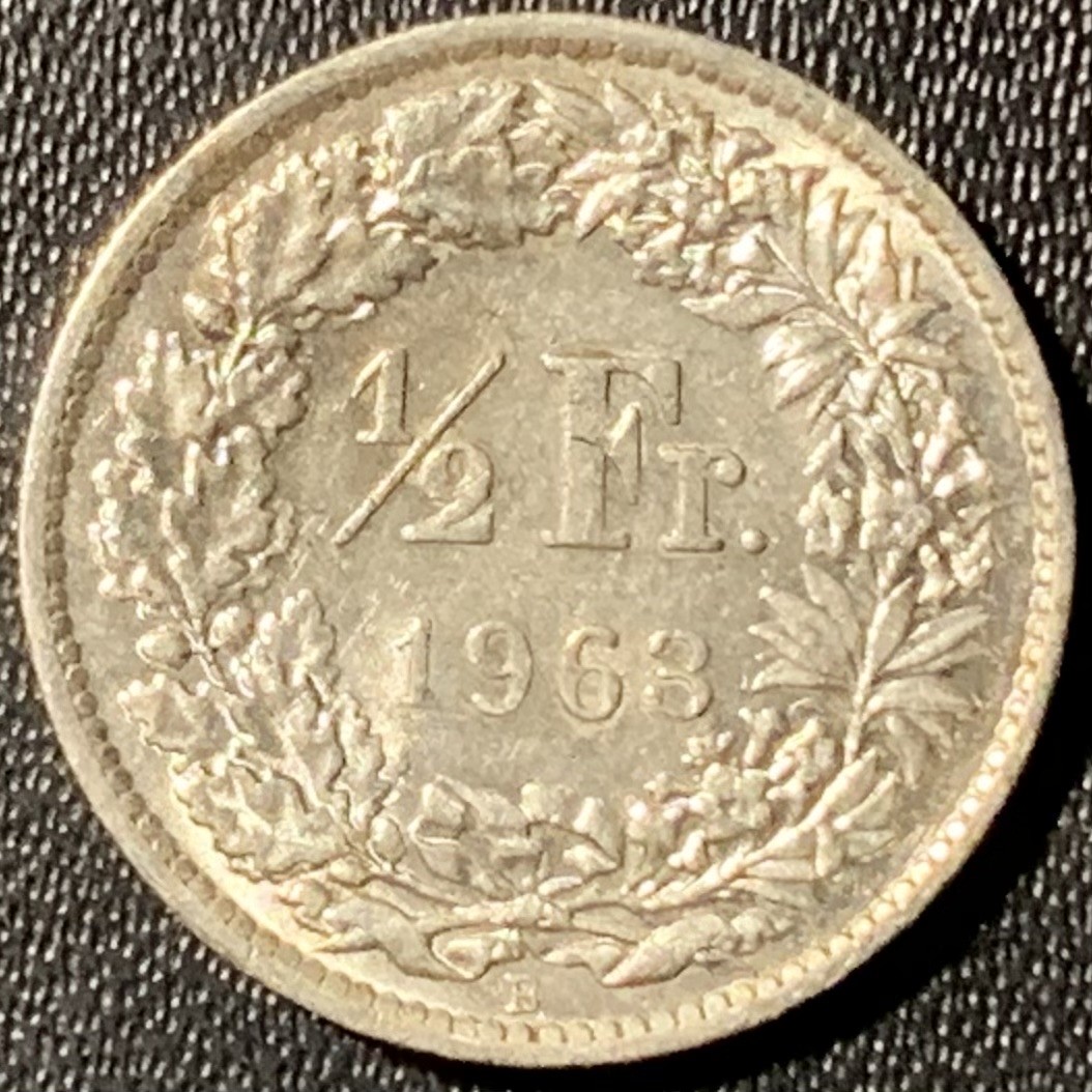 紫瑗钱币——第281期拍卖 瑞士 1963年 赫尔维蒂亚 1/2法郎 2.5克 0.835银 UNC