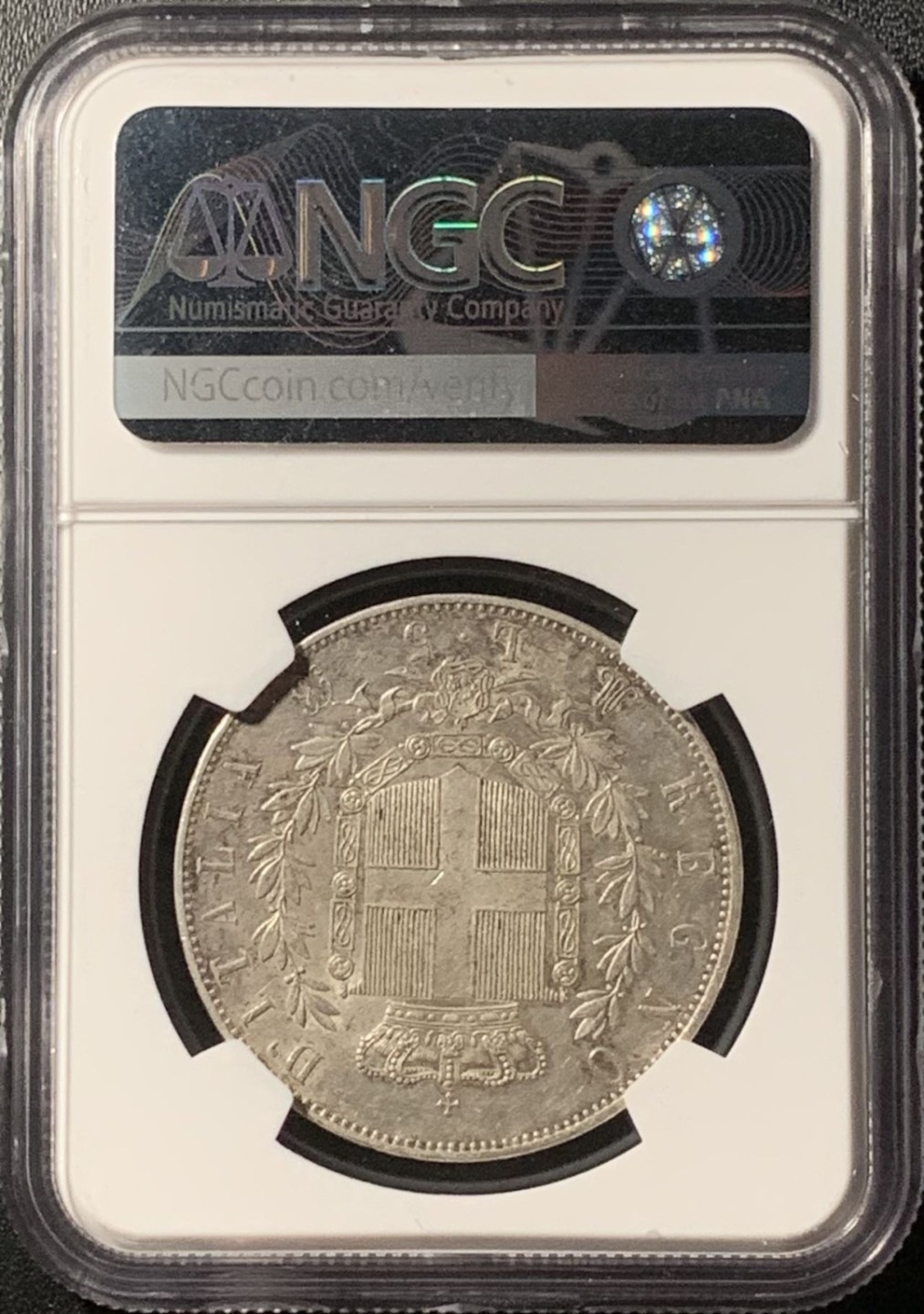 紫瑗钱币——第281期拍卖 意大利 1871年 伊曼纽尔二世 5里拉 银币 NGC AU55