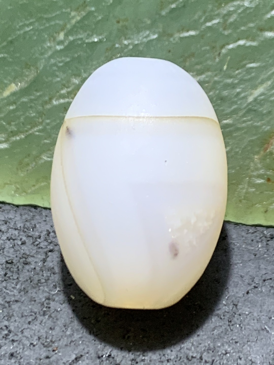 精美亚光高玉化海洋玉髓手工俏色巧雕一心向佛桶珠一个！