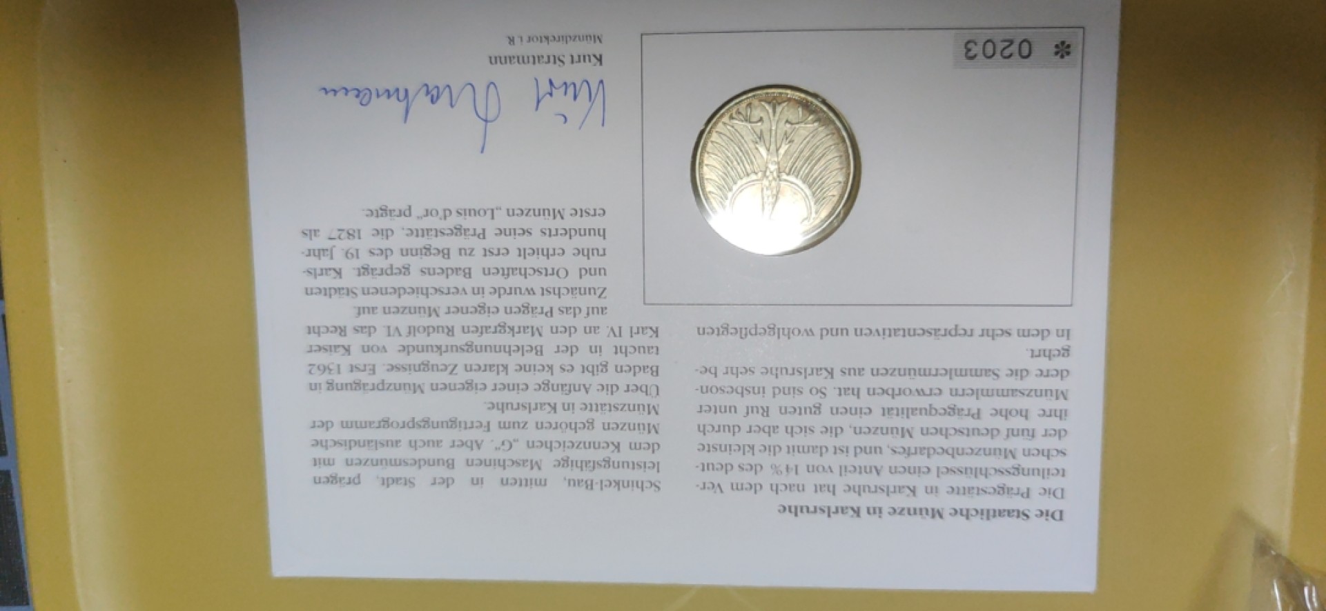 燕姐邮币封专场 1951年德国五马克金色包浆银币邮币封