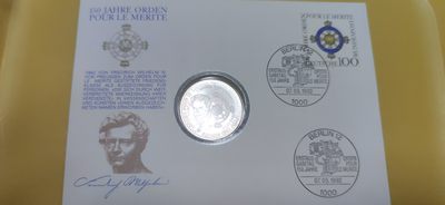 燕姐邮币封专场 - 1992年德国洪堡兄弟十马克银币邮币封