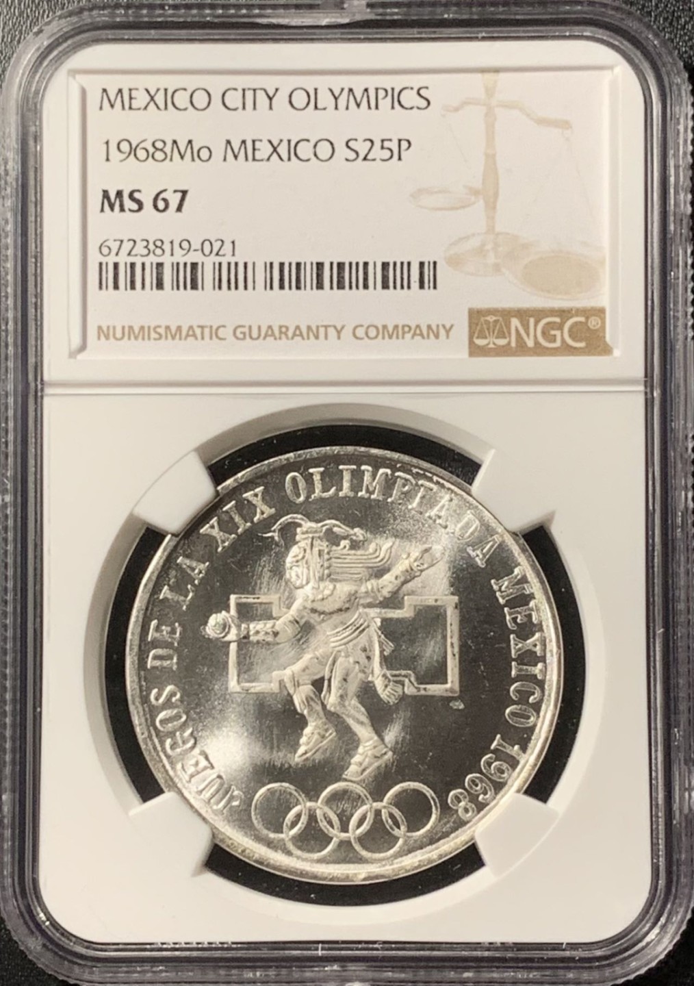 紫瑗钱币——第281期拍卖 墨西哥 1968年 墨西哥城奥运会 25比索 银币 NGC MS67