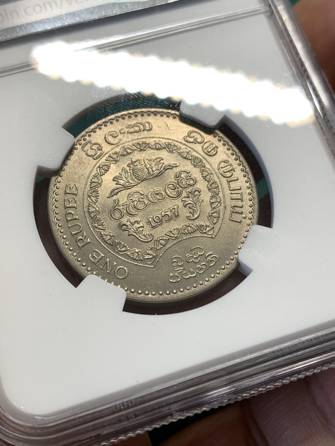 《竞宝斋》第175场-周日，周一2场 (全场包邮) NGC MS65 锡兰1957年纪念佛教2500周年卢比，热门品种，配套专用