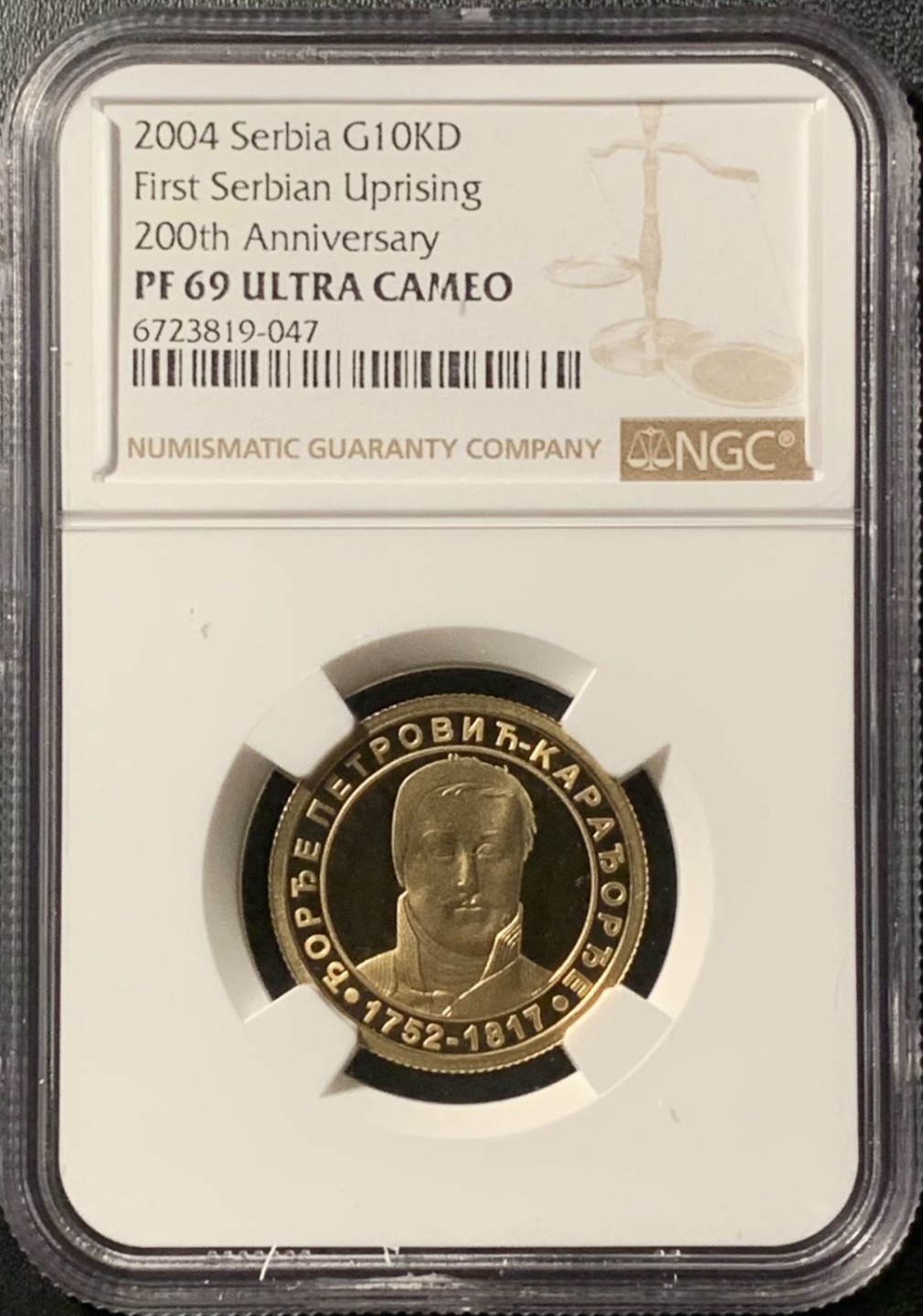紫瑗钱币——第281期拍卖 塞尔维亚 2004年 塞尔维亚起义200周年 10000第纳尔 金币 NGC PR69 UC