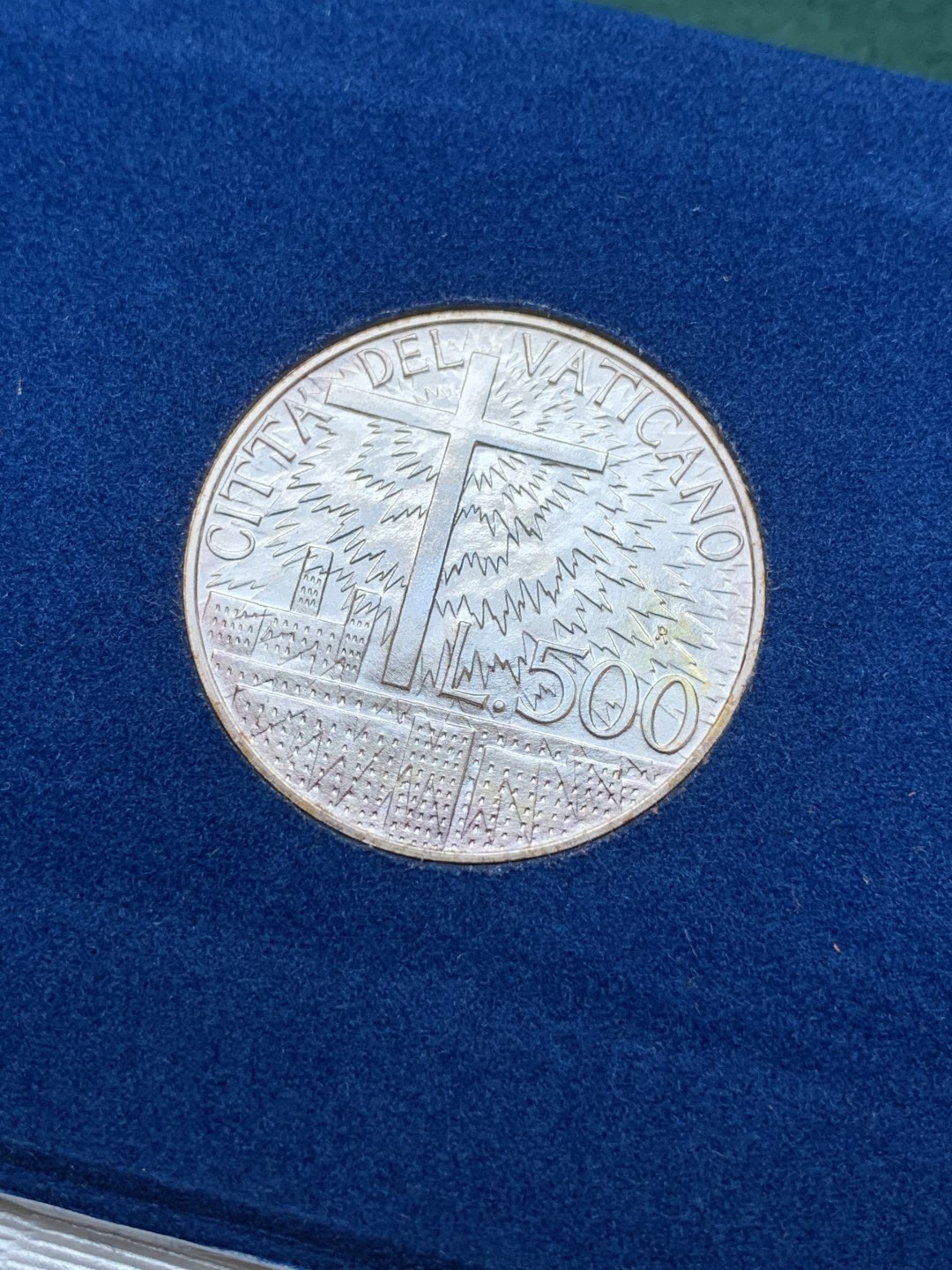 《竞宝斋》第175场-周日，周一2场 (全场包邮) 梵蒂冈 1991年约翰保罗二世 500里拉银币 蓝本原装 少见