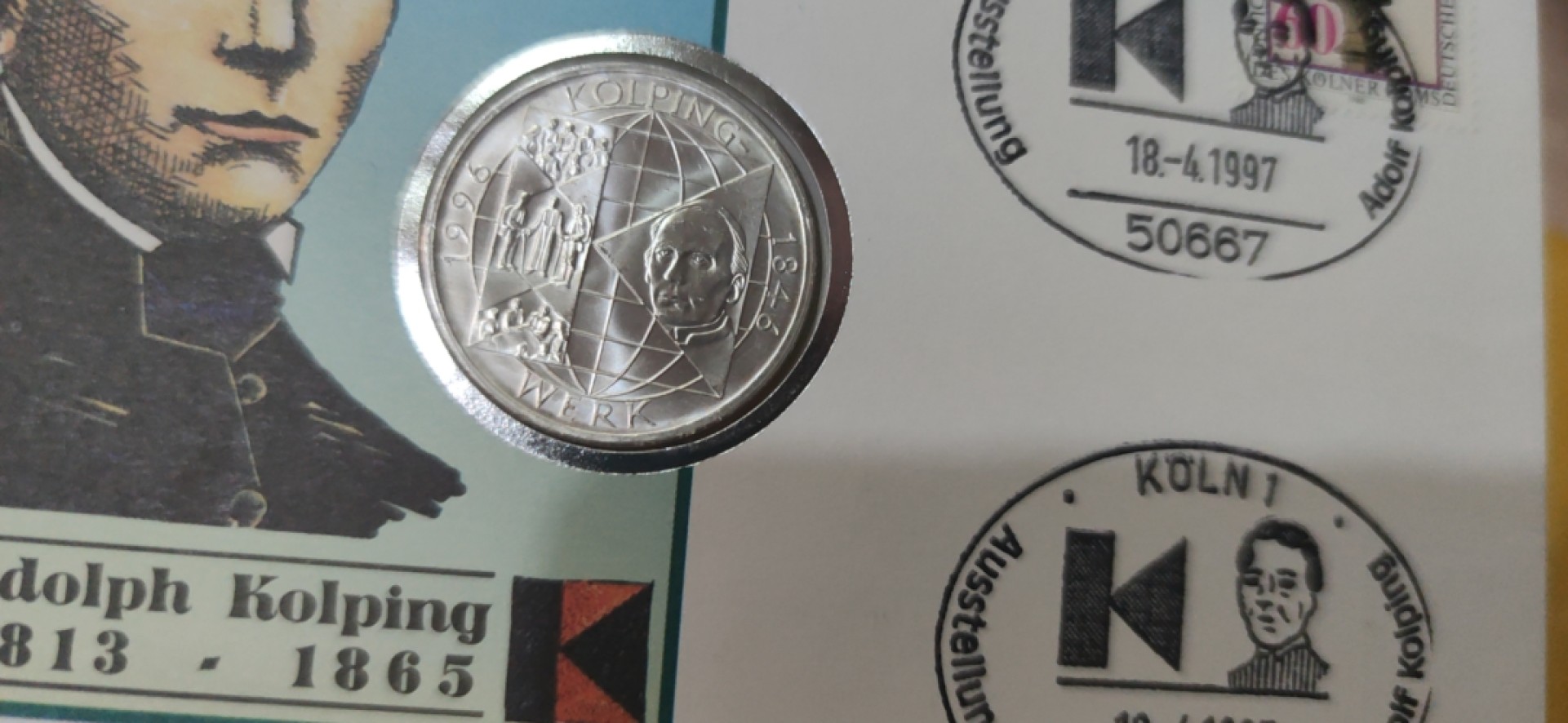 燕姐邮币封专场 1996年德国科尔平学会150周年银币邮币封