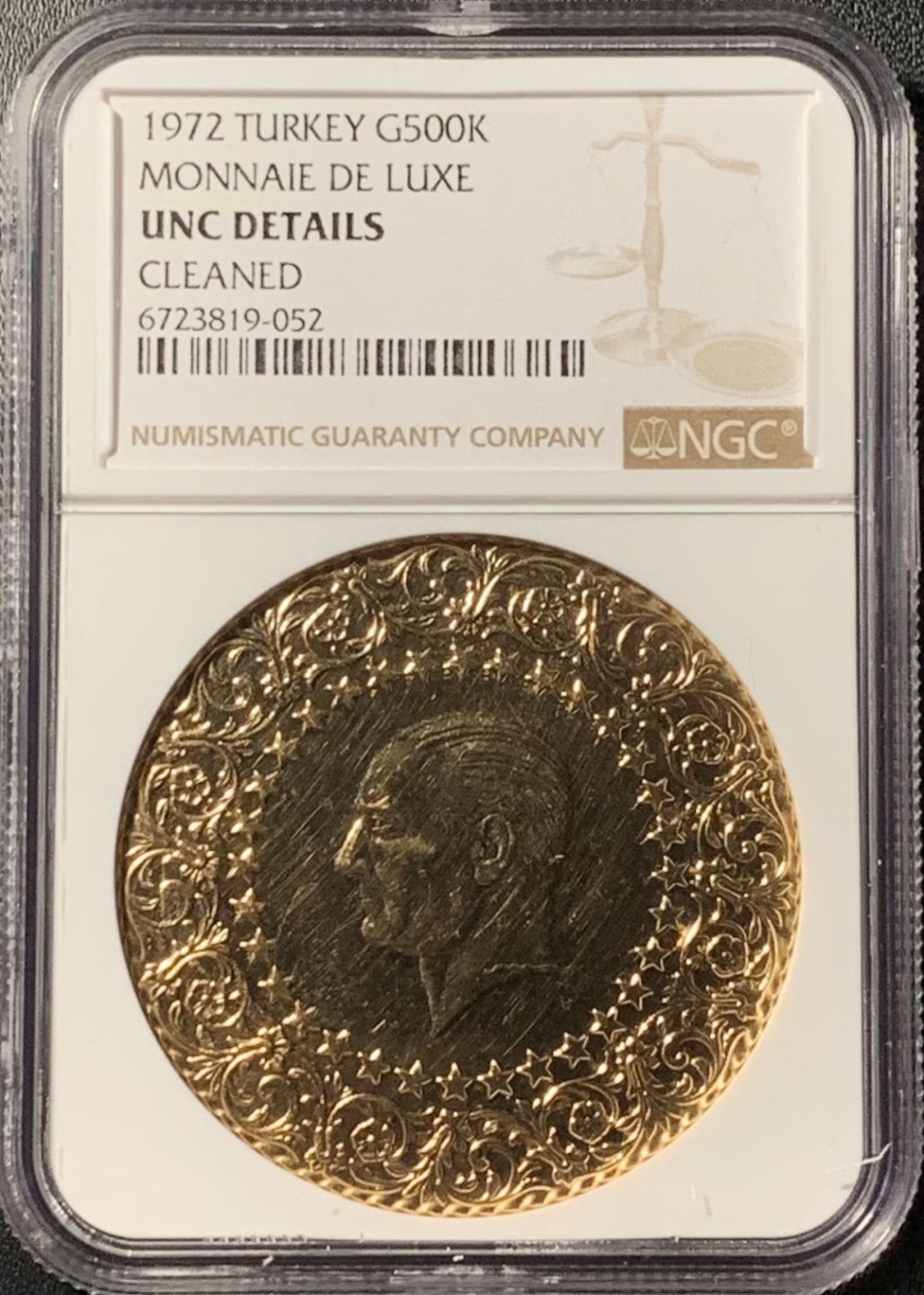 紫瑗钱币——第281期拍卖 土耳其 1972年 阿塔蒂尔克 500库鲁什 金币 NGC UNC Detail 35克大金币