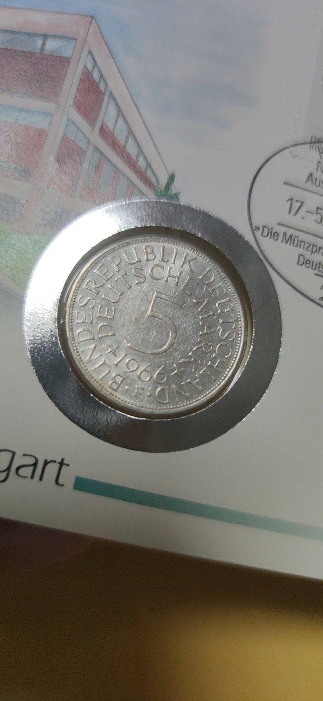 燕姐邮币封专场 1966年德国5马克银币邮币封