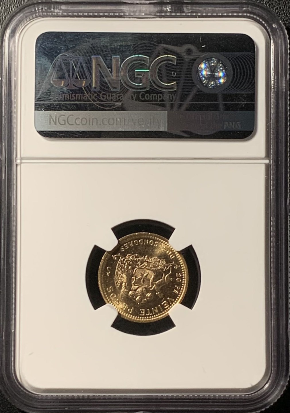紫瑗钱币——第281期拍卖 智利 1976年 女神 20比索 金币 NGC UNC Detail