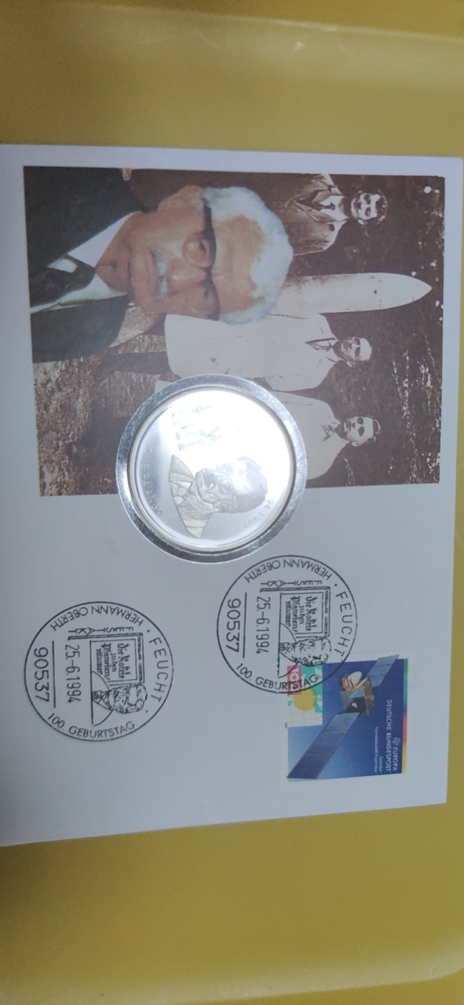 燕姐邮币封专场 1993年汤加赫尔曼奥博特百年诞辰纪念银币