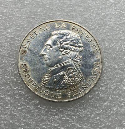 斋古钱币第九期世界钱币，全场包邮 - 法国1987年拉法耶将军100法郎银币15克90%银