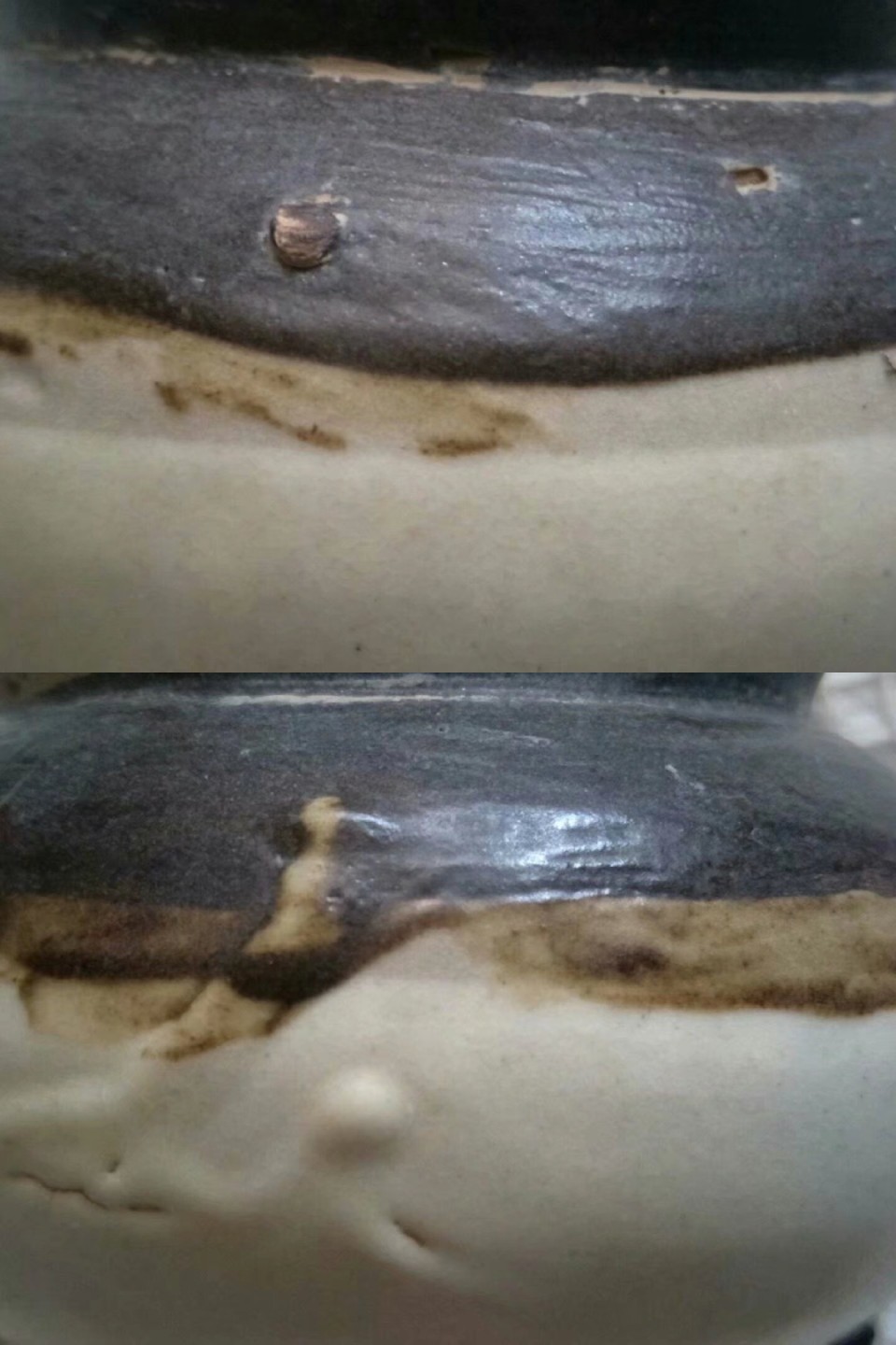 磁州窑系白黑彩釉鼓钉点彩渣斗