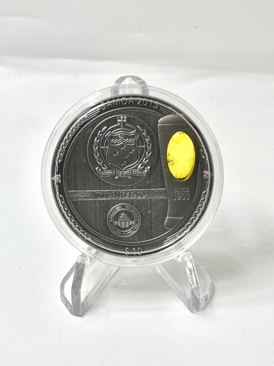 【金钰满堂钱币】拍卖第四期—— 纪念币、年册、外币、铜章、纪念钞 应有尽有 2015年萨摩亚10圆2盎司青岛啤酒纪念银币