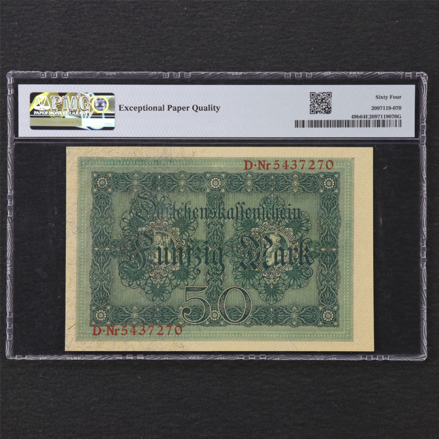 【亘邦集藏】 第162期拍卖 1914年 德国50马克 PMG 64EPQ 5437270