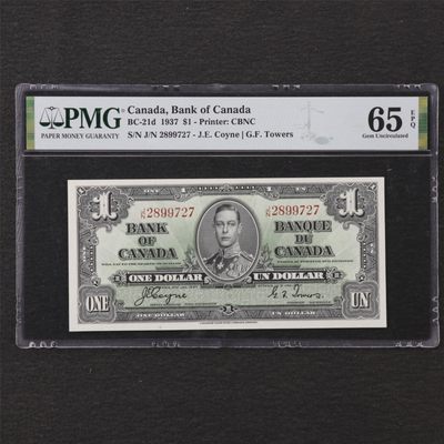 【亘邦集藏】 第162期拍卖 - 1937年 加拿大1Dollar PMG 65EPQ 2899727