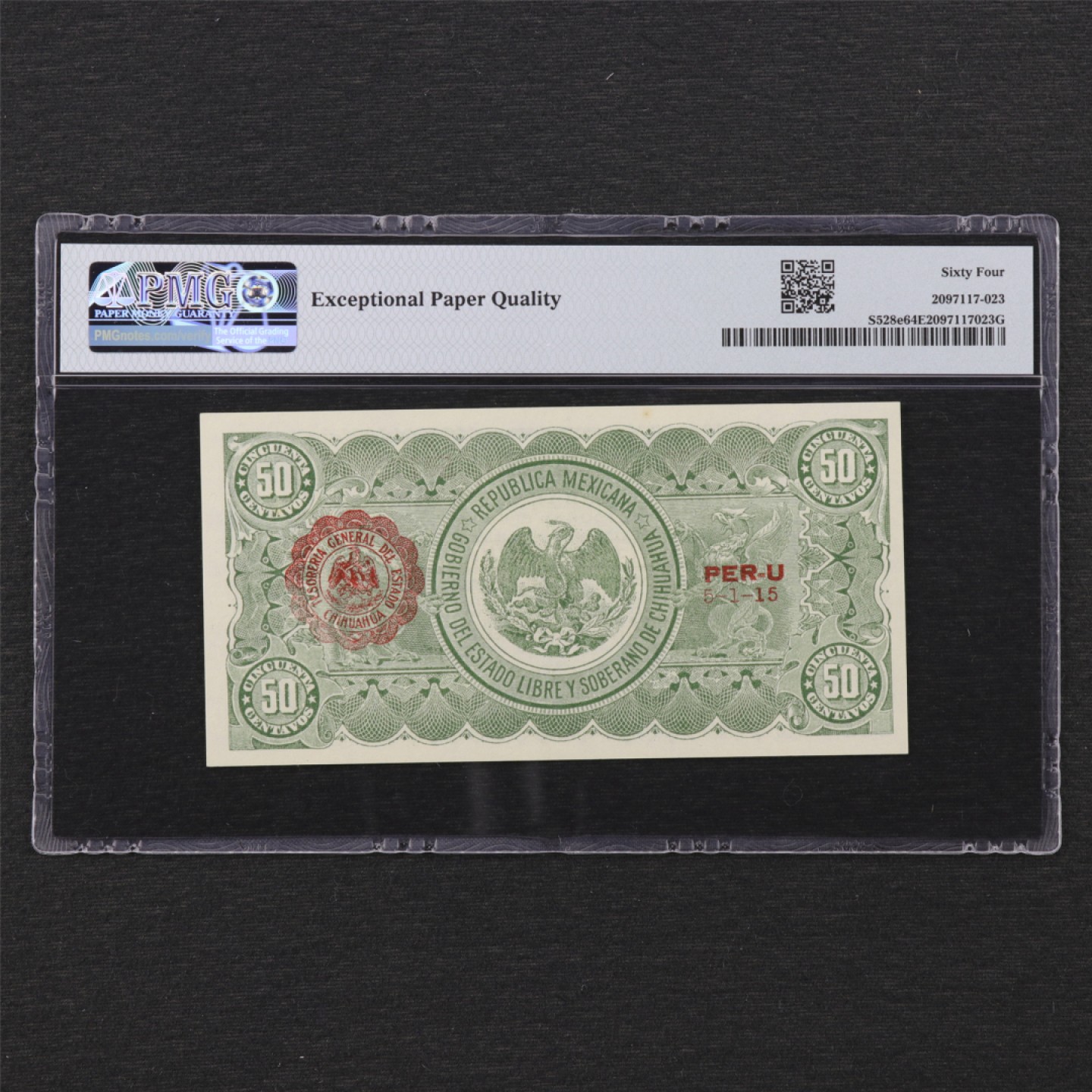 【亘邦集藏】 第162期拍卖 1915年 墨西哥50分 PMG 64EPQ 5379230