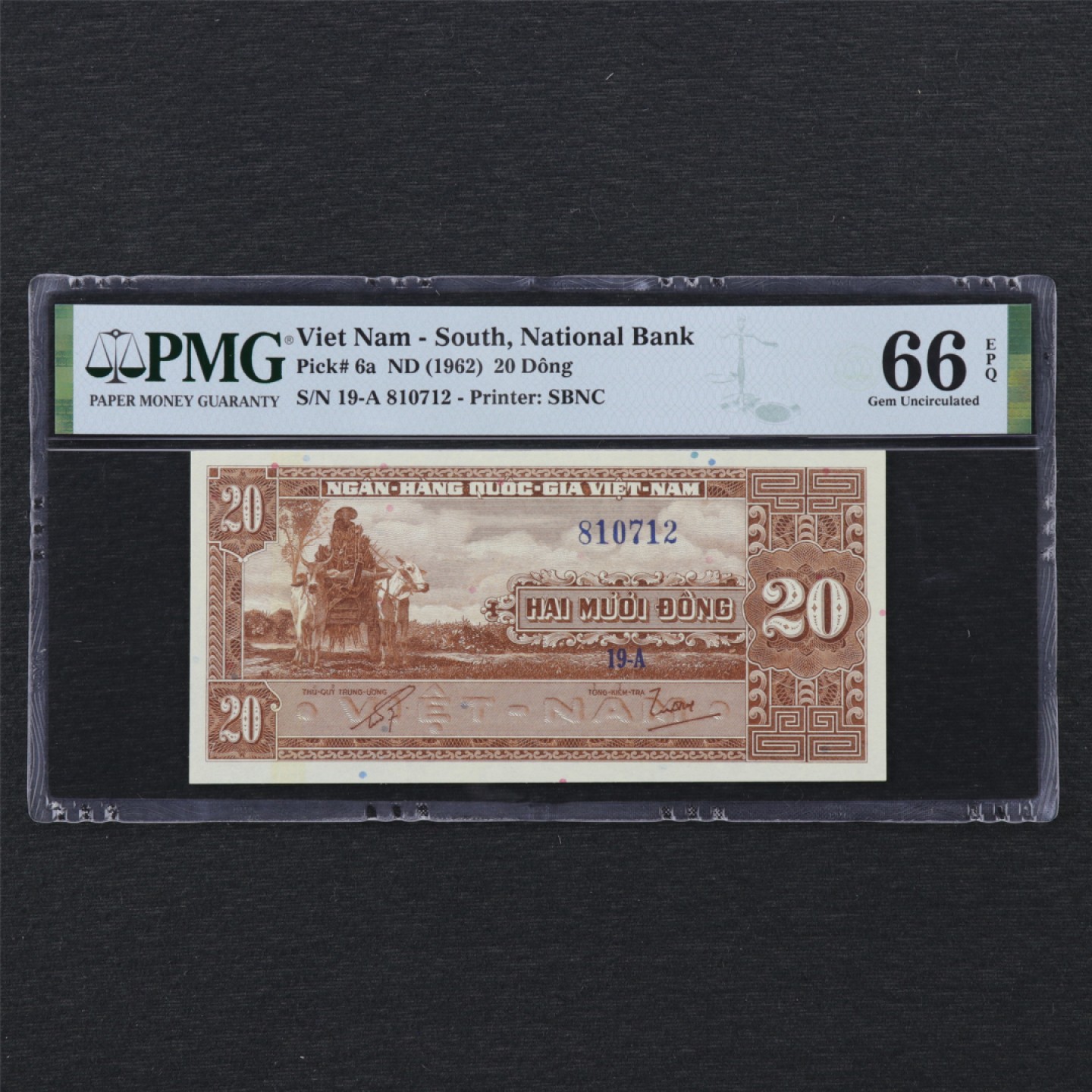 【亘邦集藏】 第162期拍卖 1962年 南越20盾 PMG 66EPQ 810712