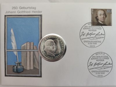 邮币封专场第三场 1994年德国哲学家赫尔德纪念10马克银币邮币封