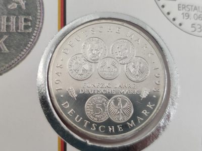 邮币封专场第三场 1998年德国联邦马克50周年10马克银币邮币封