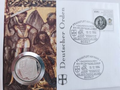 邮币封专场第三场 1990年德国条顿骑士团10马克银币邮币封