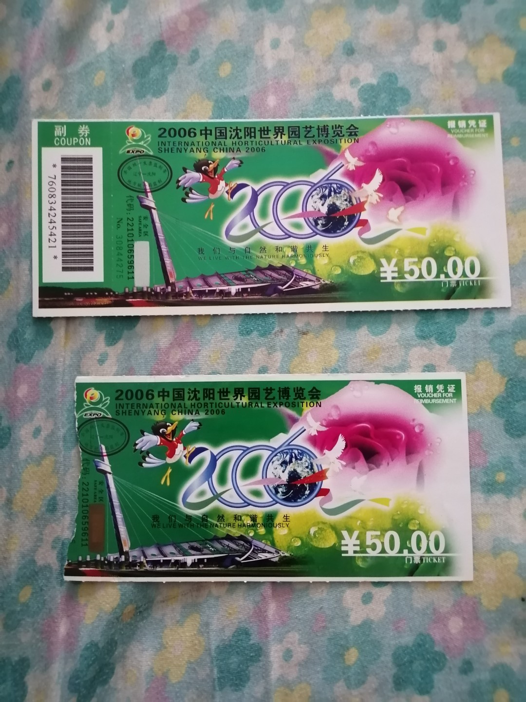 2006年沈阳世界园艺博览会门票2张