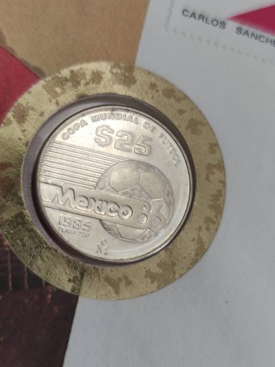 邮币封专场第三场 1985年墨西哥世界杯25比索银币邮币封