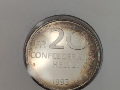 邮币封专场第三场 1993年瑞士拍拉赛尔苏500周年20法郎银币邮币封