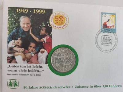 邮币封专场第三场 1999年德国sos国际儿童村10马克银币邮币封