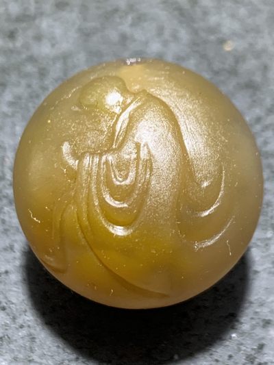 精美亚光高润度战国红玛瑙手工雕刻求佛问道意境珠一颗 - 精美亚光高润度战国红玛瑙手工雕刻求佛问道意境珠一颗