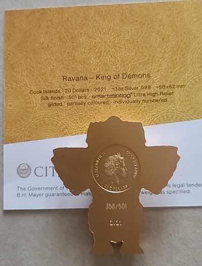 【币将精彩】世界钱币拍卖拍卖（2026-5-6） 库克2021年拉瓦娜神像3盎司镀金银币