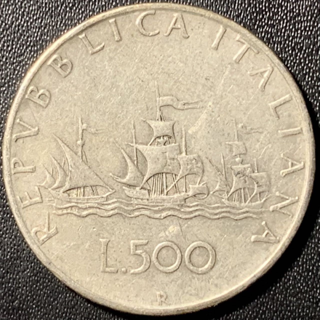 紫瑗钱币——第285期拍卖 意大利 1960年 少女与帆船 500里拉 11克 0.835银 UNC