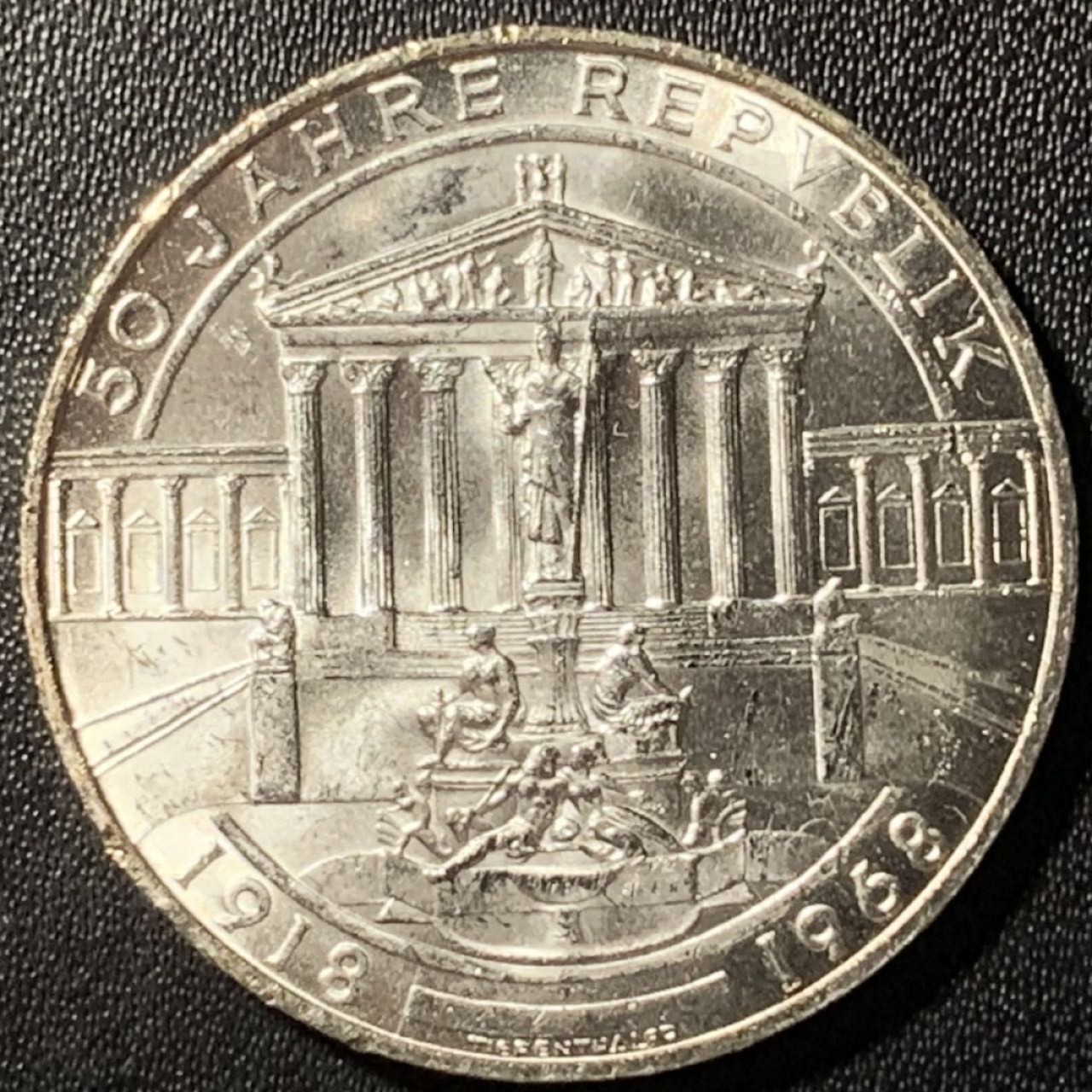 紫瑗钱币——第285期拍卖 奥地利 1968年 第二共和国建国50周年 50先令 20克 0.9银 UNC
