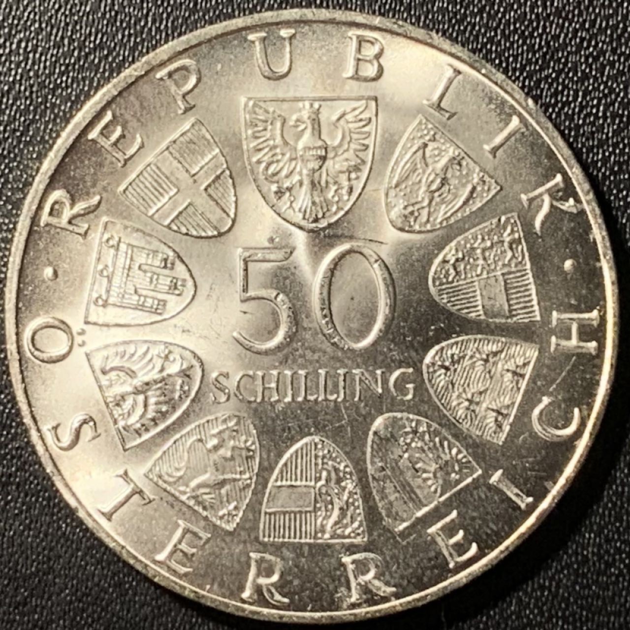 紫瑗钱币——第285期拍卖 奥地利 1968年 第二共和国建国50周年 50先令 20克 0.9银 UNC