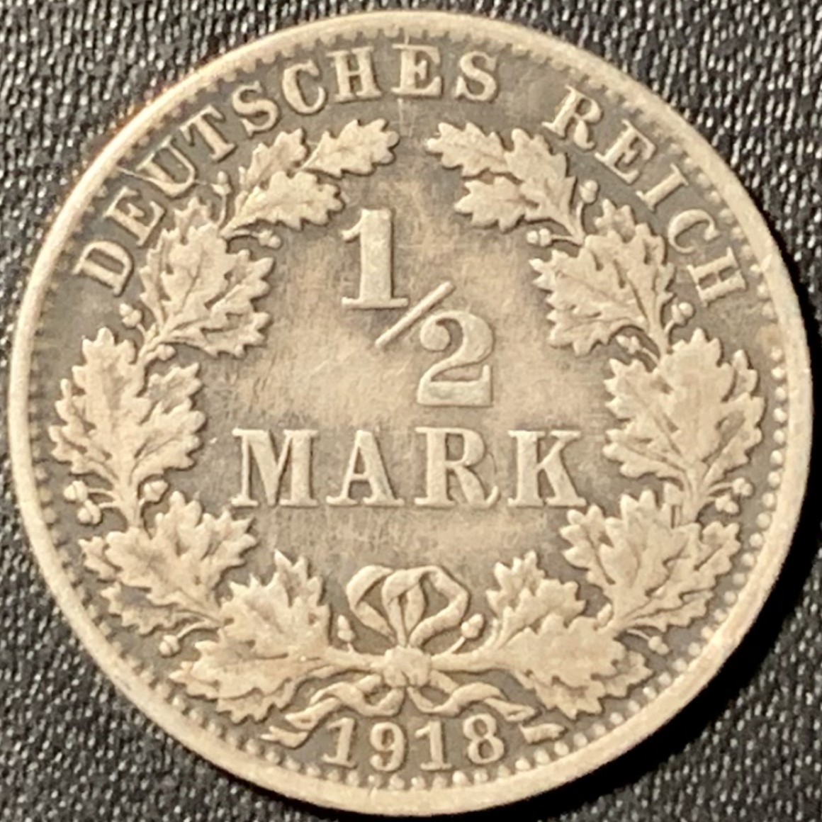 紫瑗钱币——第285期拍卖 德国 1918年 A版 第二帝国 1/2马克 银币 2.77克 0.9银