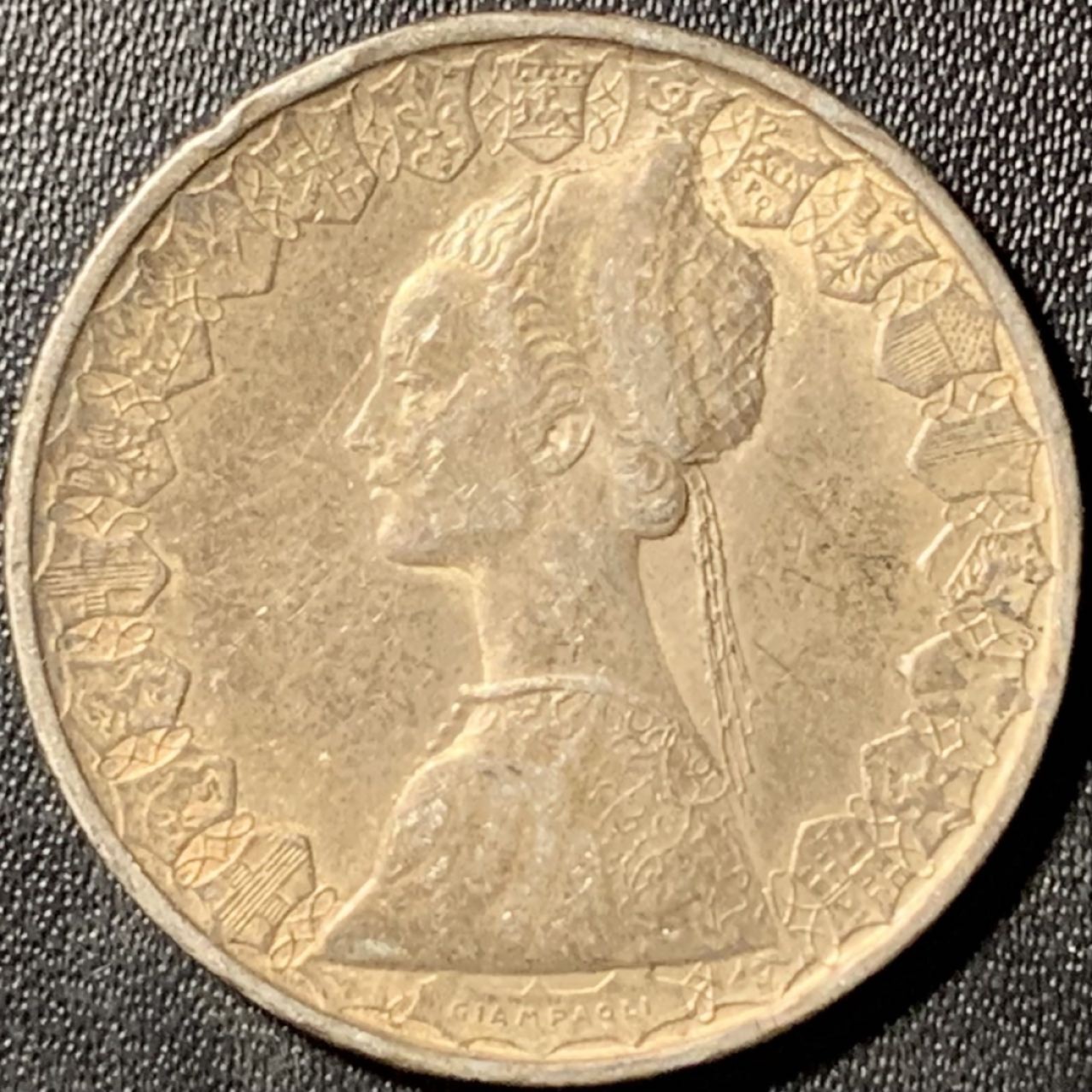 紫瑗钱币——第285期拍卖 意大利 1958年 少女与帆船 500里拉 11克 0.835银 