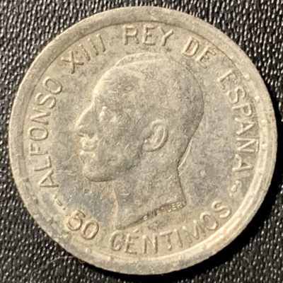 紫瑗钱币——第285期拍卖 - 西班牙 1926年 阿方索十三世 50分 2.5克 0.835银