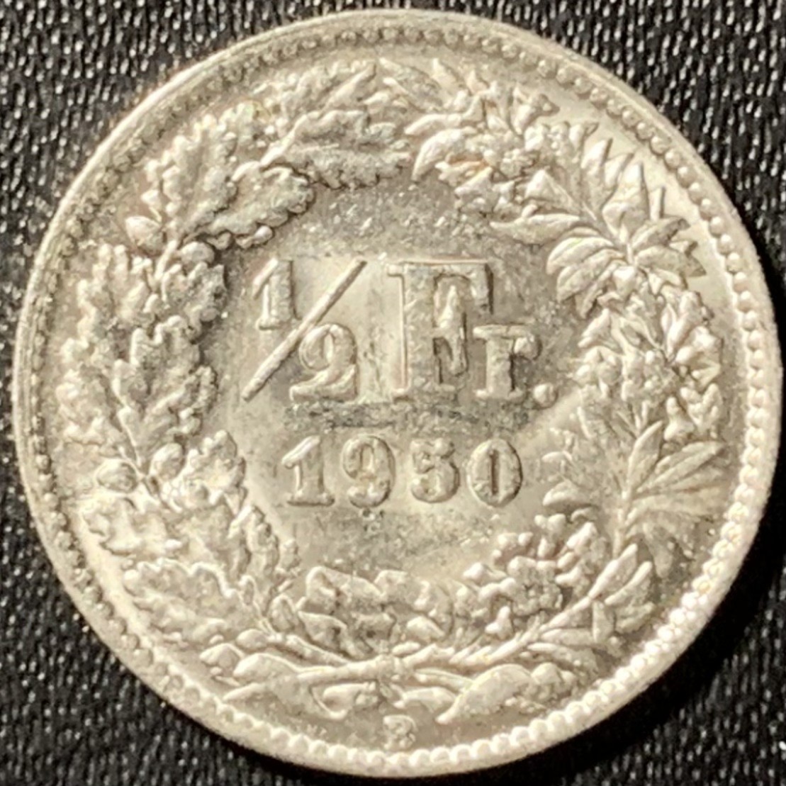 紫瑗钱币——第285期拍卖 瑞士 1950年 赫尔维蒂亚 1/2法郎 2.5克 0.835银 UNC