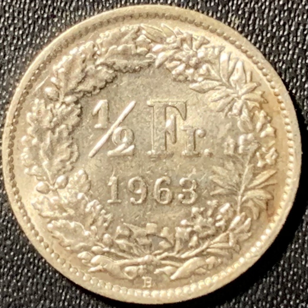 紫瑗钱币——第285期拍卖 瑞士 1963年 赫尔维蒂亚 1/2法郎 2.5克 0.835银 UNC
