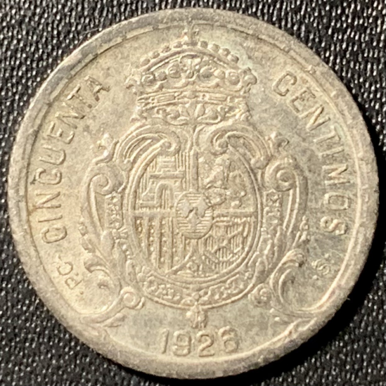 紫瑗钱币——第285期拍卖 西班牙 1926年 阿方索十三世 50分 2.5克 0.835银