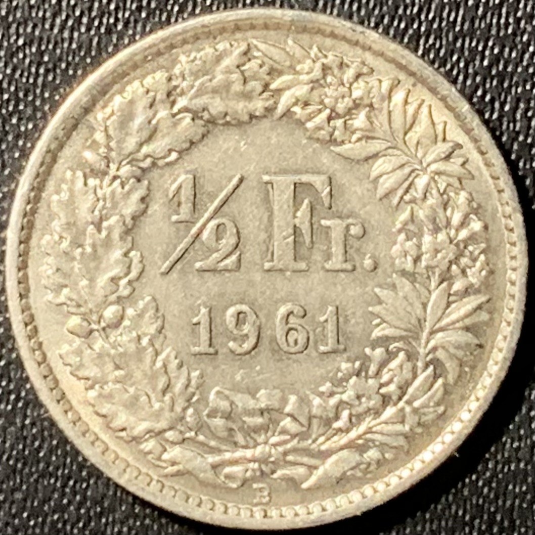紫瑗钱币——第285期拍卖 瑞士 1961年 赫尔维蒂亚 1/2法郎 2.5克 0.835银 UNC