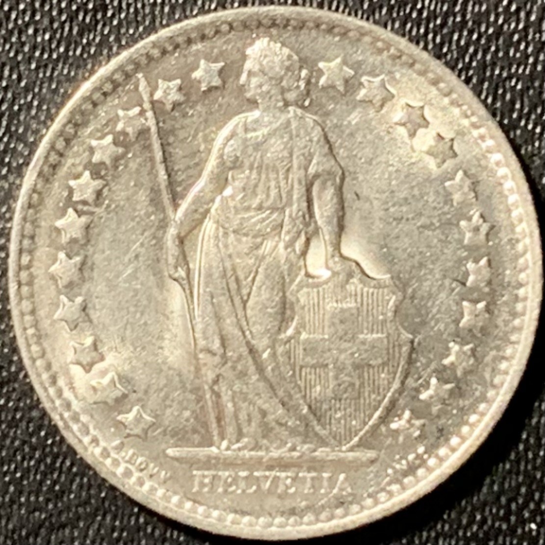 紫瑗钱币——第285期拍卖 瑞士 1950年 赫尔维蒂亚 1/2法郎 2.5克 0.835银 UNC