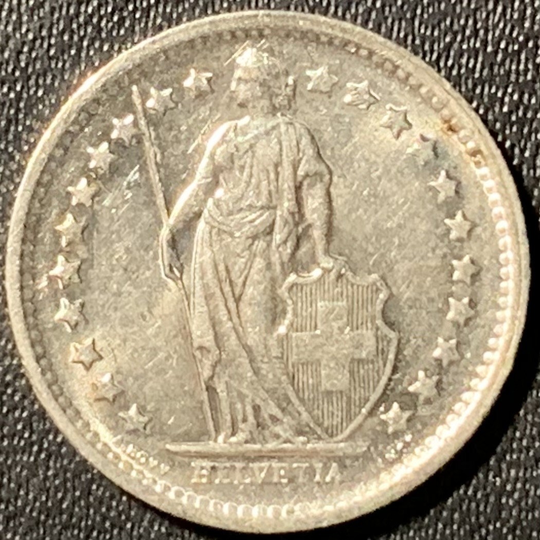 紫瑗钱币——第285期拍卖 瑞士 1965年 赫尔维蒂亚 1/2法郎 2.5克 0.835银 UNC