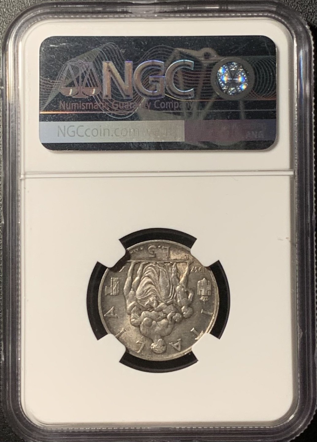 紫瑗钱币——第285期拍卖 意大利 1937年 圣母抱婴 5里拉 银币 NGC MS63 少见年份