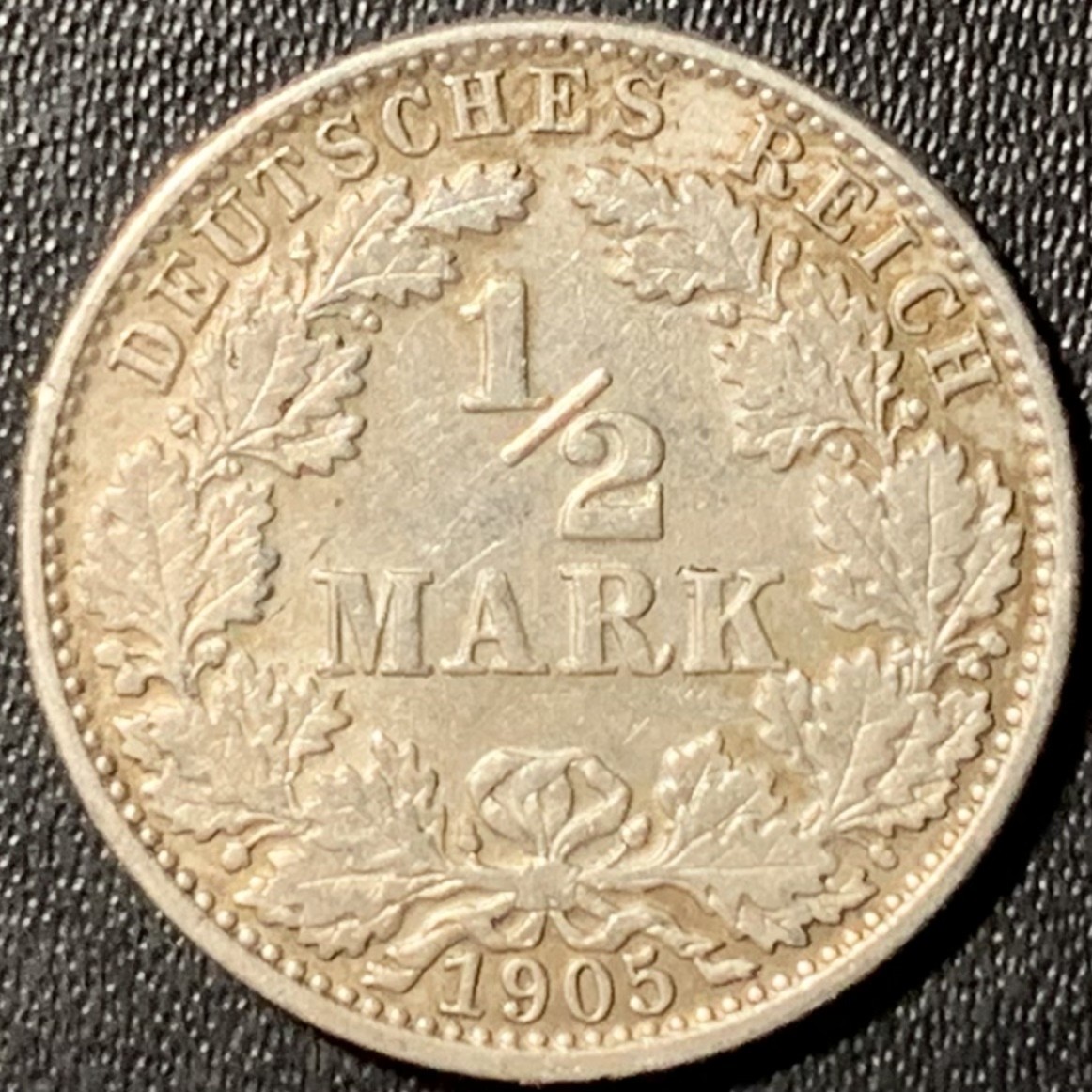 紫瑗钱币——第285期拍卖 德国 1905年 J版 第二帝国 1/2马克 银币 2.77克 0.9银