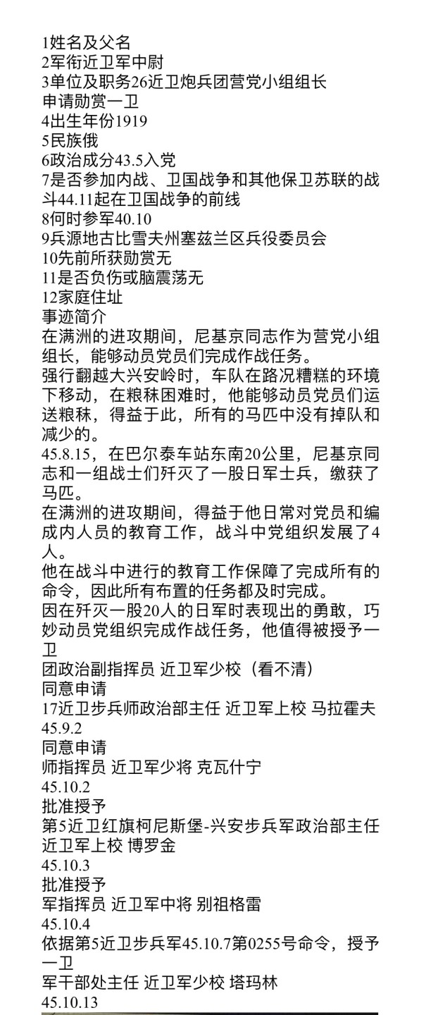 大猫徽章拍卖第227期 苏联43一卫 档案齐全 对日作战获得